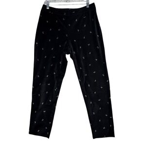 J.Crew Velvet Floral Embroidered Pants‎ Womens 12 Black Tapered Leg Retro Y2K